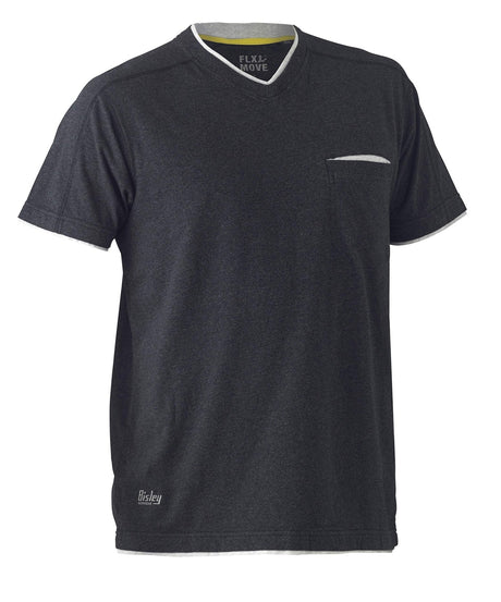 Bisley Workwear Flex & Move Shirt Cotton V - Neck Tee Short Sleeve - Charcoal Marle - UKK1933_BCCGS - Bisley Workwear UK - Trade Counter Direct