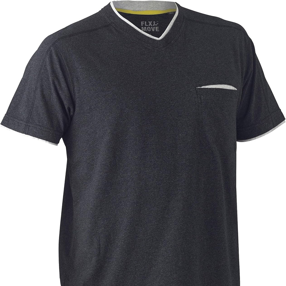 Bisley Workwear Flex & Move Shirt Cotton V - Neck Tee Short Sleeve - Grey Marle - UKK1933_BGGYS - Bisley Workwear UK - Trade Counter Direct