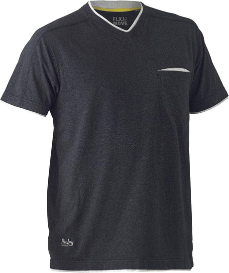 Bisley Workwear Flex & Move Shirt Cotton V - Neck Tee Short Sleeve - Grey Marle - UKK1933_BGGYS - Bisley Workwear UK - Trade Counter Direct