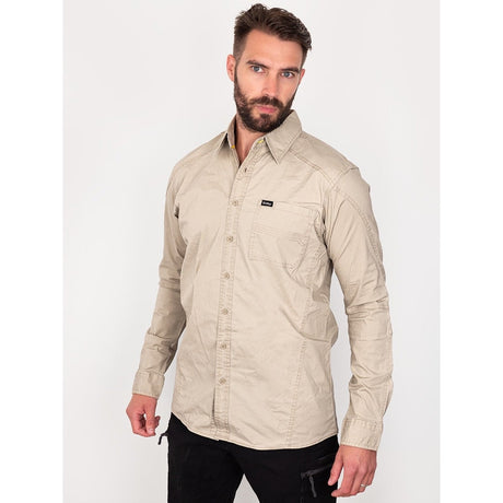 Bisley Workwear Flex & Move Stretch Shirt - Stone - UKS6146_BSTNS - Bisley Workwear UK - Trade Counter Direct