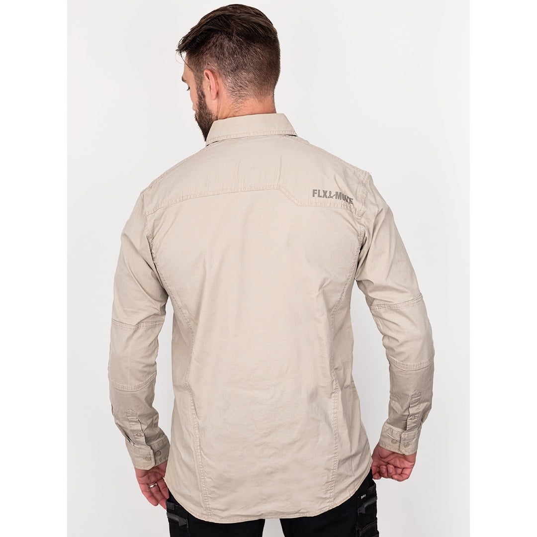 Bisley Workwear Flex & Move Stretch Shirt - Stone - UKS6146_BSTNS - Bisley Workwear UK - Trade Counter Direct