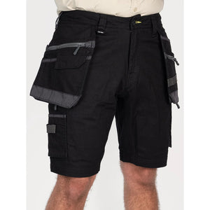 Bisley Workwear Flex & Move Stretch Utility Cargo Short With Holster Tool Pockets - Black - UKSHC1336_BBLKR77 - Bisley Workwear UK - Trade Counter Direct