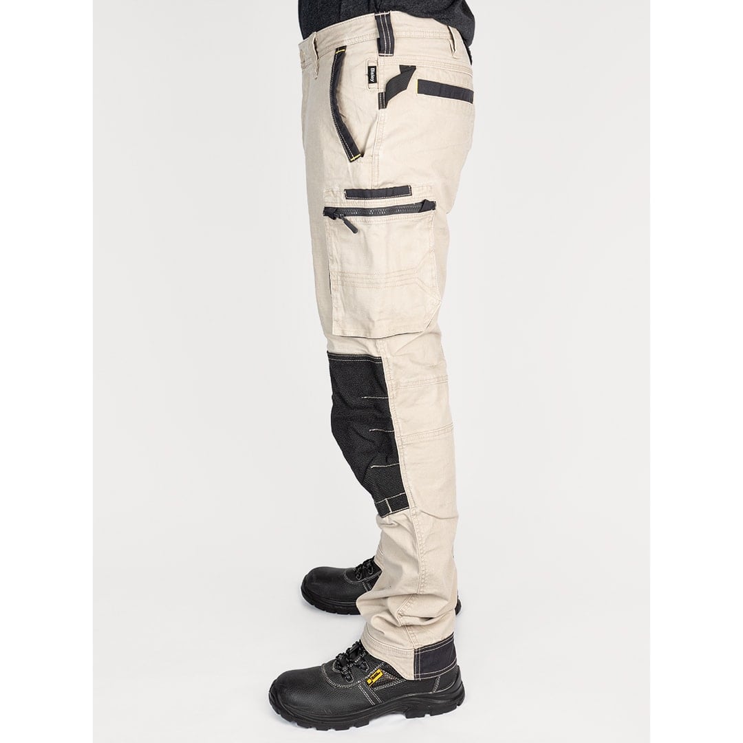 Bisley Workwear Flex & Move Stretch Utility Cargo Trousers With Kevlar Knee Pads - Stone - UKPC6333_BSTNR28 - Bisley Workwear UK - Trade Counter Direct
