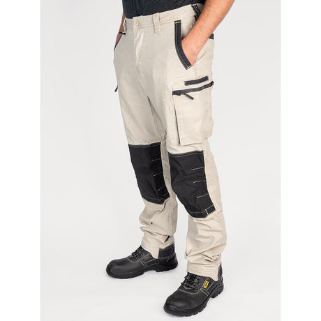 Bisley Workwear Flex & Move Stretch Utility Cargo Trousers With Kevlar Knee Pads - Stone - UKPC6333_BSTNR28 - Bisley Workwear UK - Trade Counter Direct