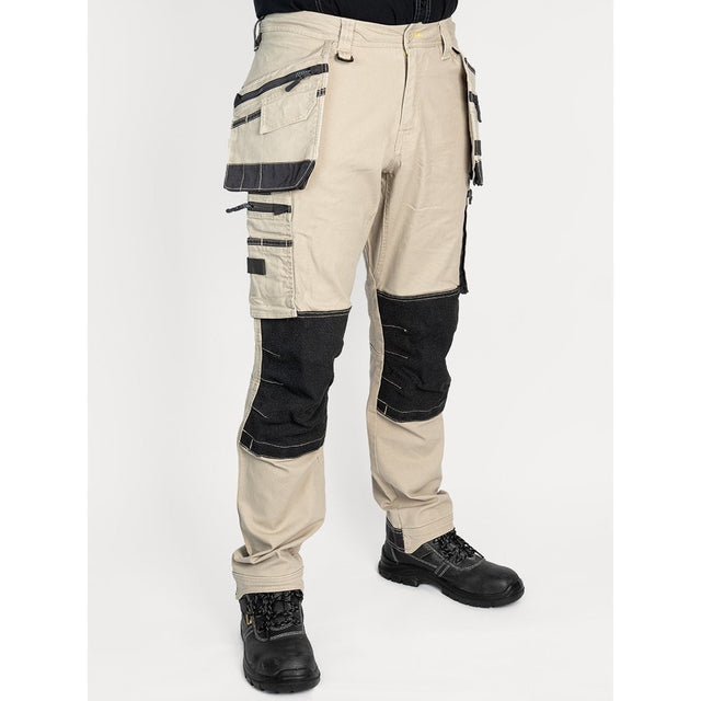 Bisley Workwear Flex & Move Stretch Utility Cargo Trousers with Tools Holster Pockets - Stone - UKPC6336_BSTNS34 - 5439 - Trade Counter Direct