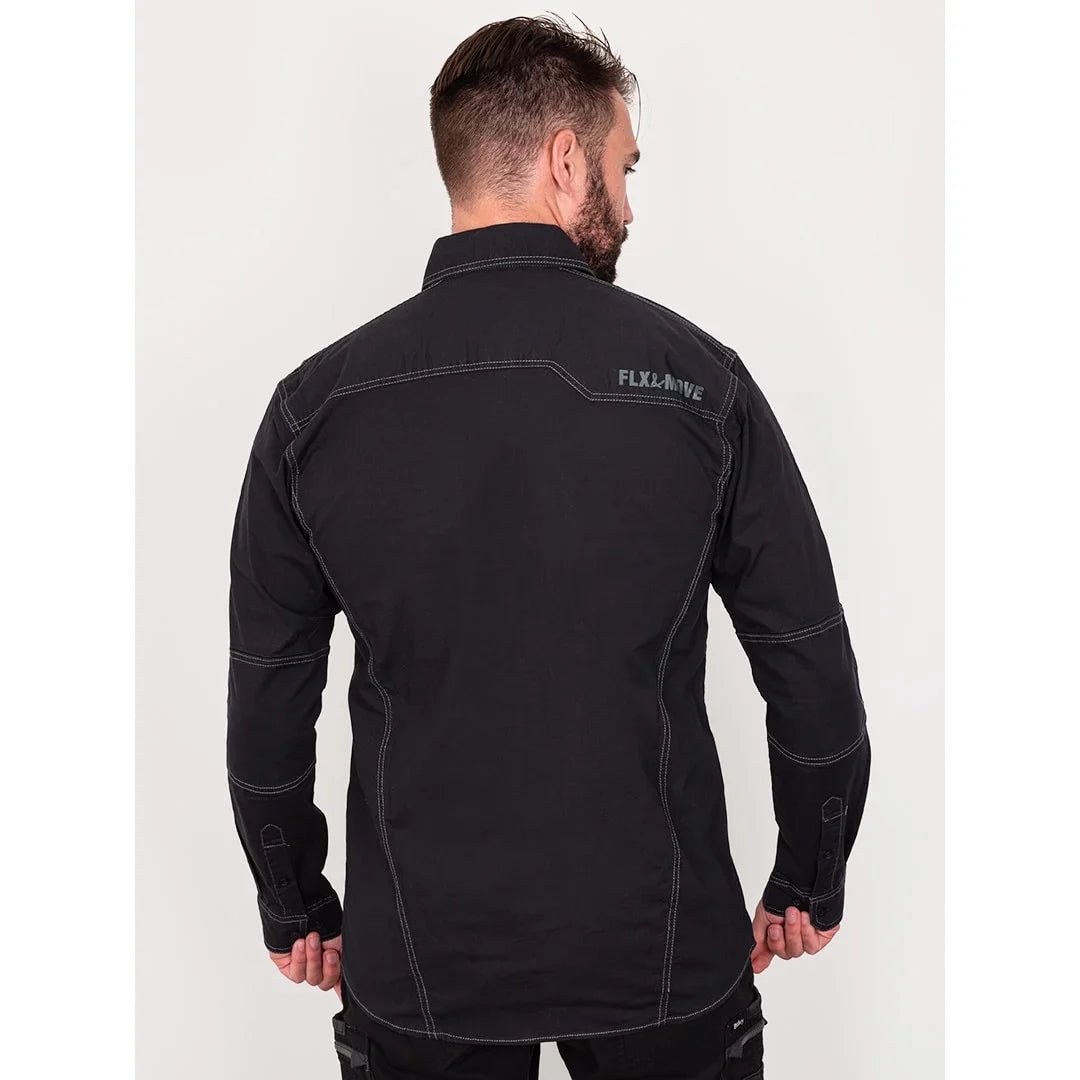 Bisley Workwear Flex & Move Utility Shirt Long Sleeve - Black - UKS6144_BBLKS - Bisley Workwear UK - Trade Counter Direct