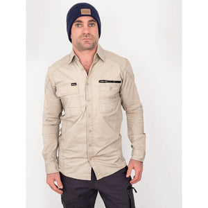 Bisley Workwear Flex & Move Utility Shirt Long Sleeve - Stone - UKS6144_BSTNS - Bisley Workwear UK - Trade Counter Direct