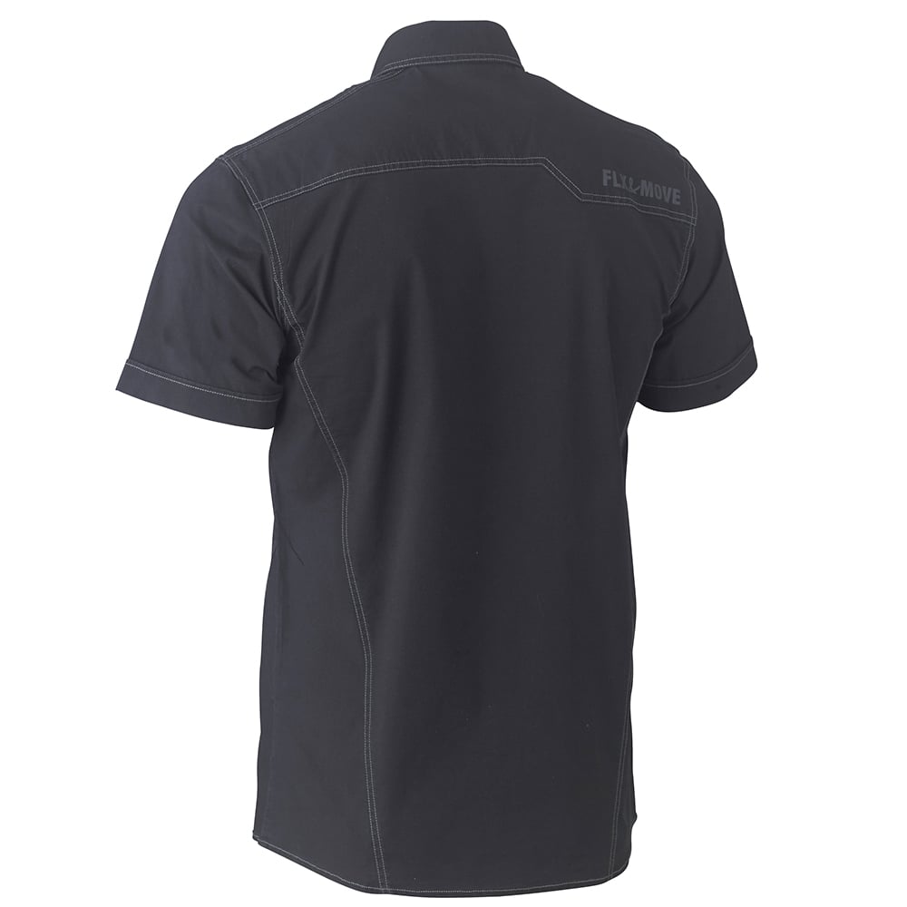 Bisley Workwear Flex & Move Utility Work Shirt Short Sleeve - Black