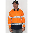 Bisley Workwear Hi - Vis Mesh Long Sleeve Polo Shirt - Orange/Navy - UKK6219T_TT05XS - Bisley Workwear UK - Trade Counter Direct