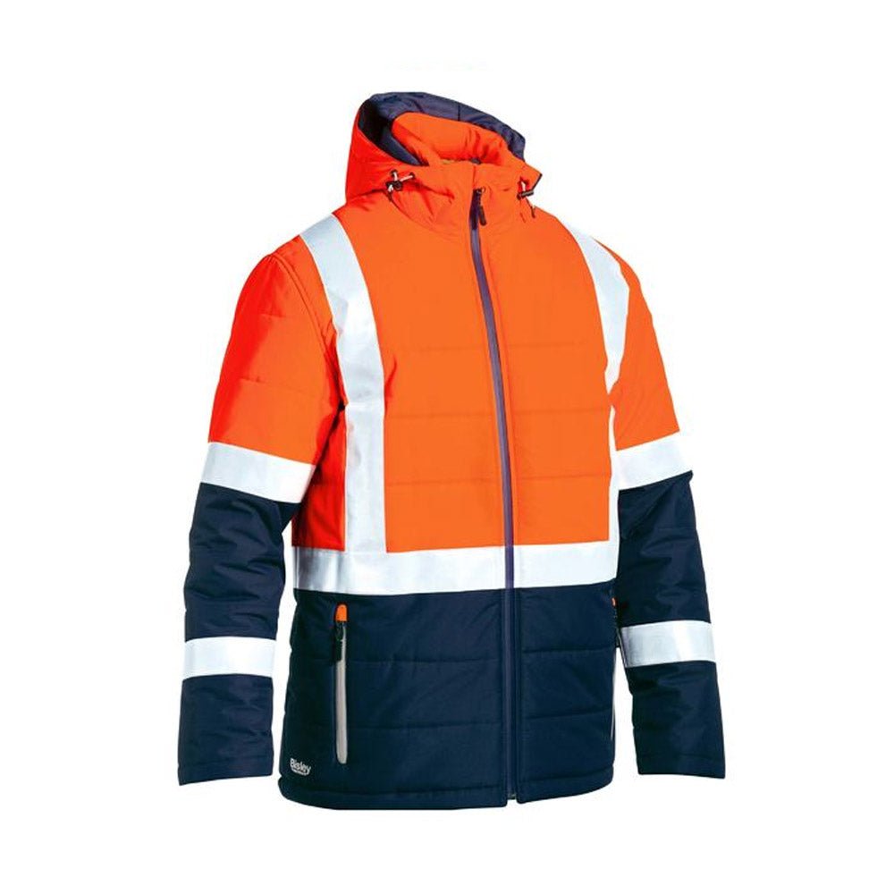 Bisley Workwear - Taped Two Tone Hi Vis Puffer Jacket - Orange / Yellow - UKJ6929HT_TT05XS - Bisley Workwear UK - Trade Counter Direct