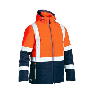 Bisley Workwear - Taped Two Tone Hi Vis Puffer Jacket - Orange / Yellow - UKJ6929HT_TT05XS - Bisley Workwear UK - Trade Counter Direct