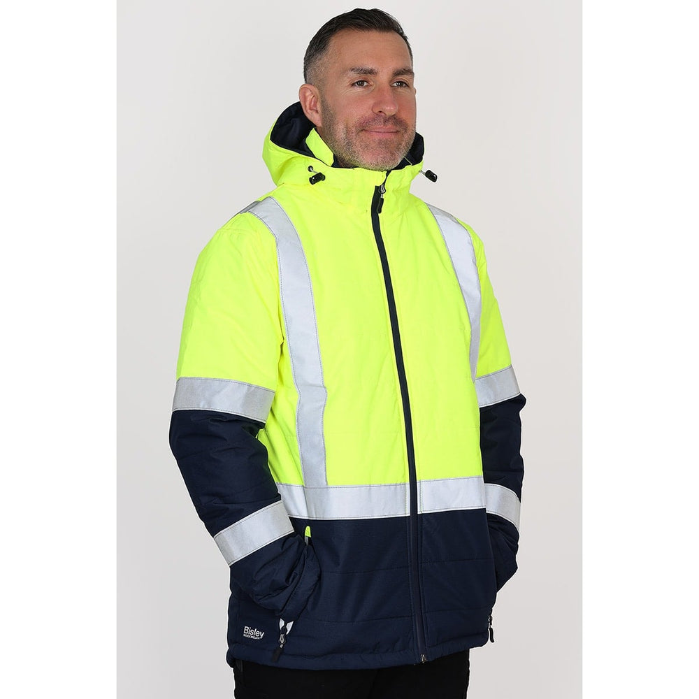 Bisley Workwear - Taped Two Tone Hi Vis Puffer Jacket - Orange / Yellow - UKJ6929HT_TT05XS - Bisley Workwear UK - Trade Counter Direct