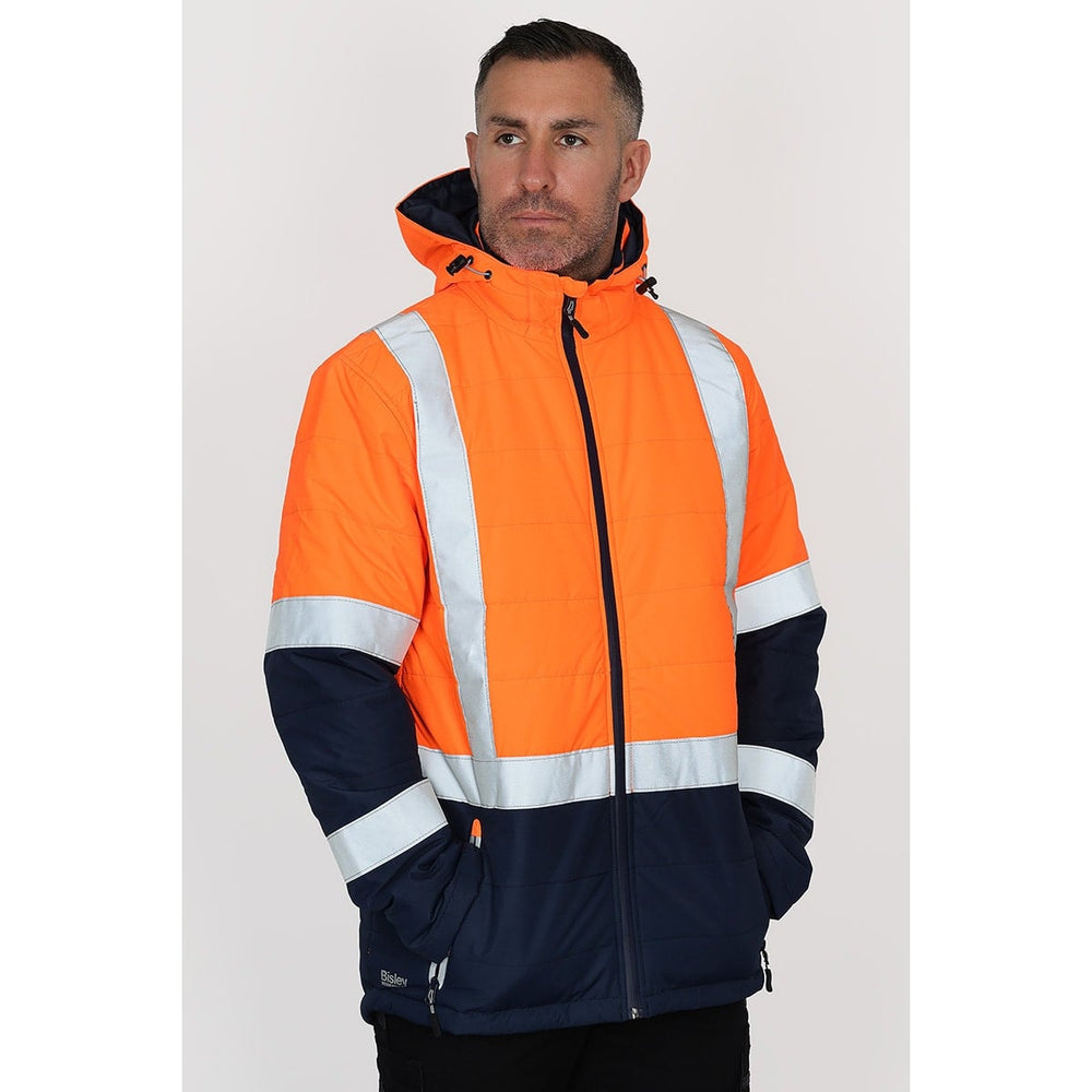 Bisley Workwear - Taped Two Tone Hi Vis Puffer Jacket - Orange / Yellow - UKJ6929HT_TT05XS - Bisley Workwear UK - Trade Counter Direct