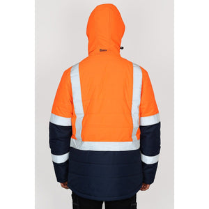 Bisley Workwear - Taped Two Tone Hi Vis Puffer Jacket - Orange / Yellow - UKJ6929HT_TT05XS - Bisley Workwear UK - Trade Counter Direct