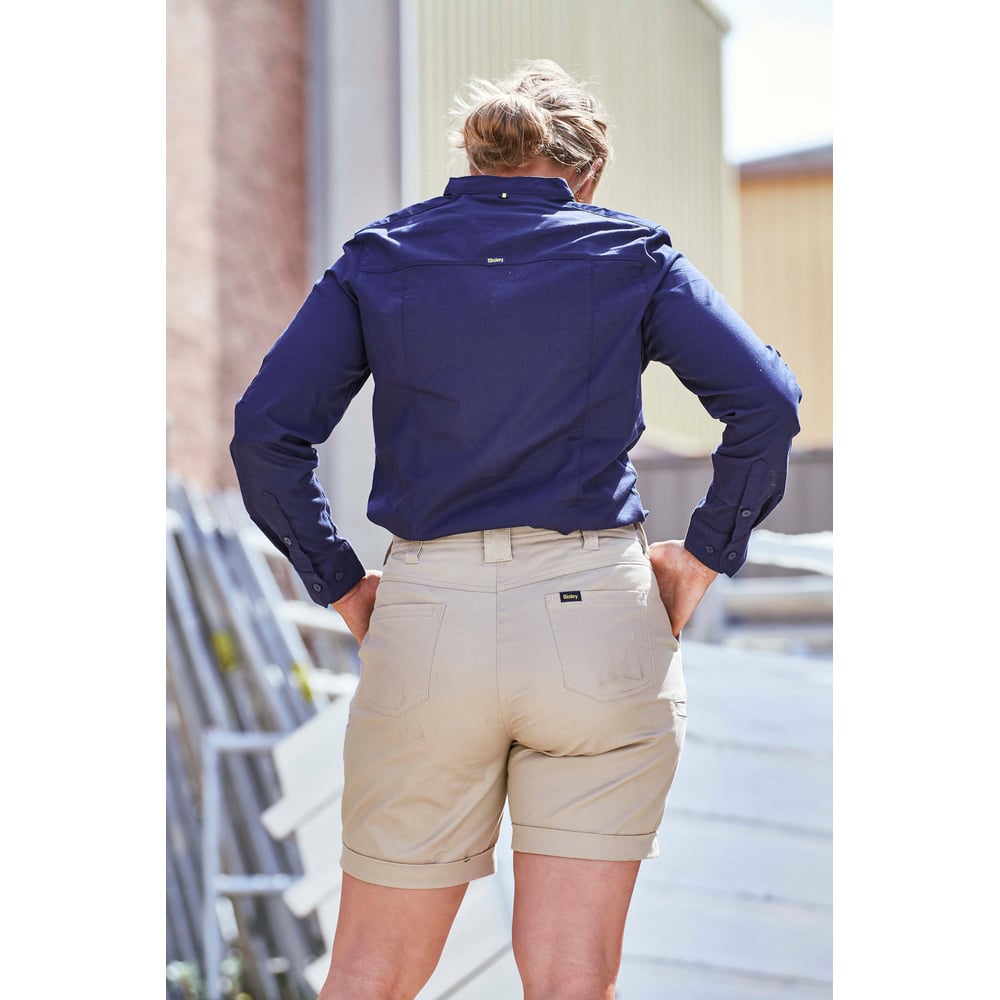 Bisley Workwear Women's Stretch Cotton Drill Short - Stone - BSHL1015_BSTN6 - Bisley Workwear UK - Trade Counter Direct