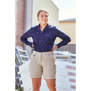 Bisley Workwear Women's Stretch Cotton Drill Short - Stone - BSHL1015_BSTN6 - Bisley Workwear UK - Trade Counter Direct