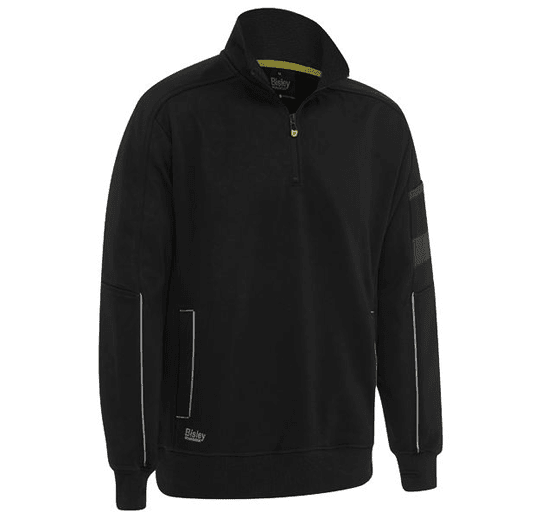 Bisley Workwear Work Fleece 1/4 Zip Front Pullover With Sherpa Lining - Black - UKK6924_BBLKS - Bisley Workwear UK - Trade Counter Direct