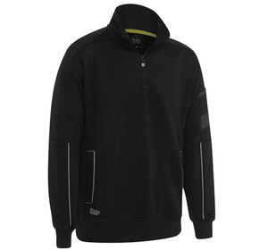 Bisley Workwear Work Fleece 1/4 Zip Front Pullover With Sherpa Lining - Black - UKK6924_BBLKS - Bisley Workwear UK - Trade Counter Direct