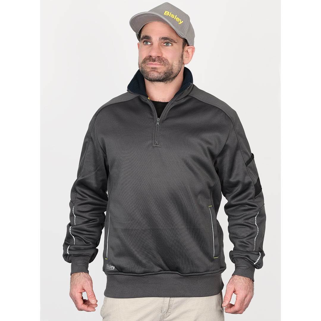 Bisley Workwear Work Fleece 1/4 Zip Front Pullover With Sherpa Lining - Charcoal - UKK6924_BCCGS - Bisley Workwear UK - Trade Counter Direct