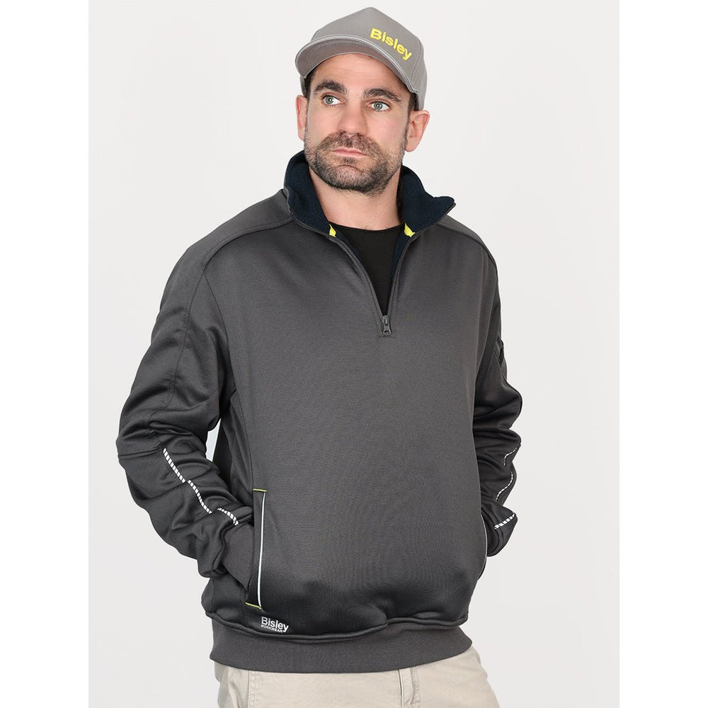 Bisley Workwear Work Fleece 1/4 Zip Front Pullover With Sherpa Lining - Charcoal - UKK6924_BCCGS - Bisley Workwear UK - Trade Counter Direct