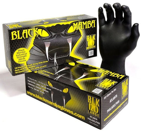 Black Mamba Industrial Strength Nitrile Gloves - Box of 100 - SEL7533N - Black Mamba Gloves - Trade Counter Direct