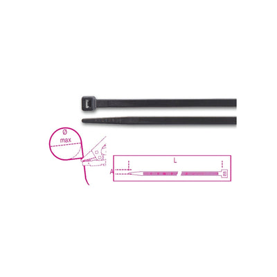 Bmgroup Black Uv Resistant Nylon Cable Ties 4.8 X 250 Mm - 1748N - BMN2548 - WEB-BMN2548 - BMGroup - Trade Counter Direct