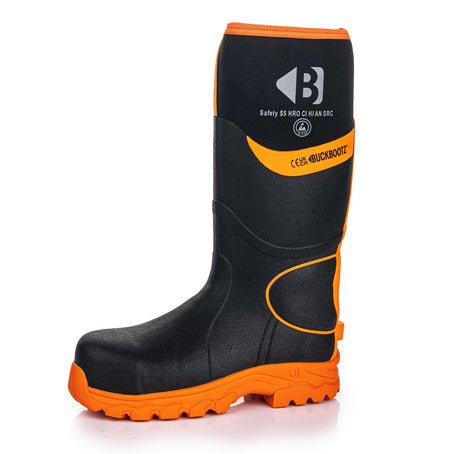 Buckbootz BBZ8000 360° High Visibility Neoprene/Rubber Safety Wellington Boot with Ankle Protection - BBZ8000BKOR-04 - Buckbootz - Trade Counter Direct