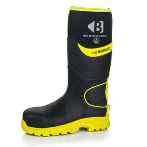 Buckbootz BBZ8000 360° High Visibility Neoprene/Rubber Safety Wellington Boot with Ankle Protection - BBZ8000BKYL-04 - Buckbootz - Trade Counter Direct