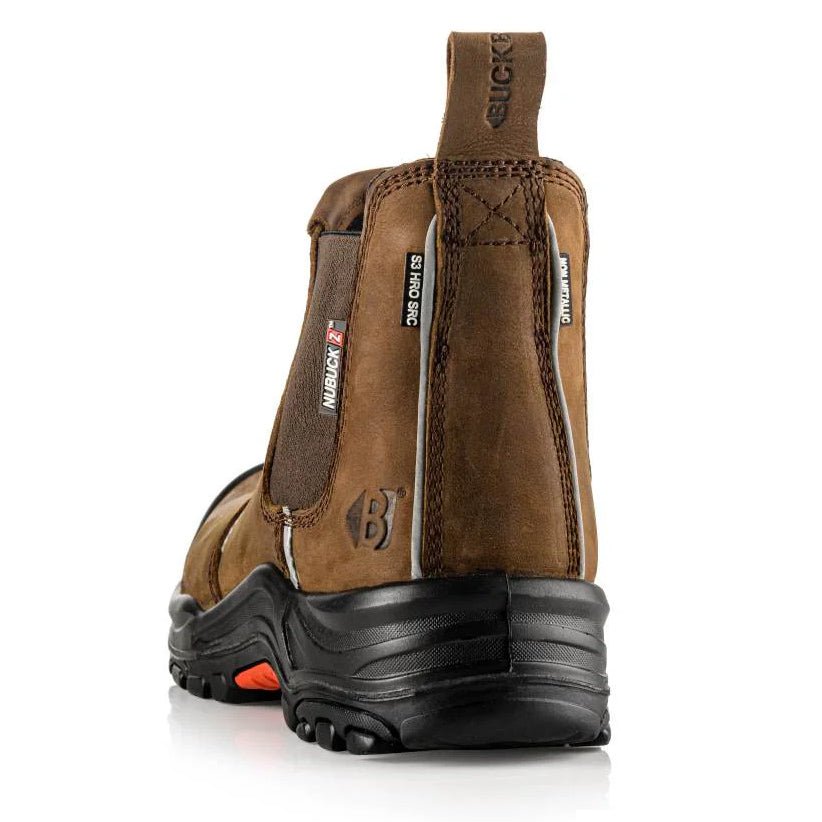 Buckbootz Nubuckz NKZ101 S3S SC HRO FO LG WPA Safety Dealer Boot – Dark Brown Nubuck / Black - NKZ101BK-06 - Buckbootz - Trade Counter Direct