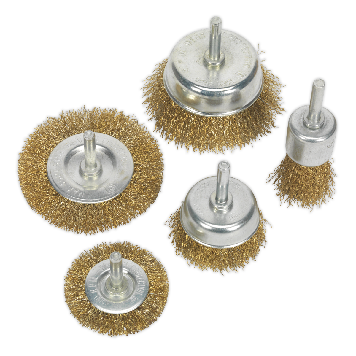 Sealey BWBS05 Wire Brush Set 5pc Brassed