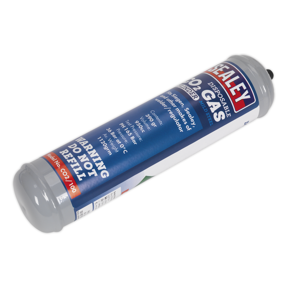 Sealey CO2/100 Gas Cylinder Disposable Carbon Dioxide 390g