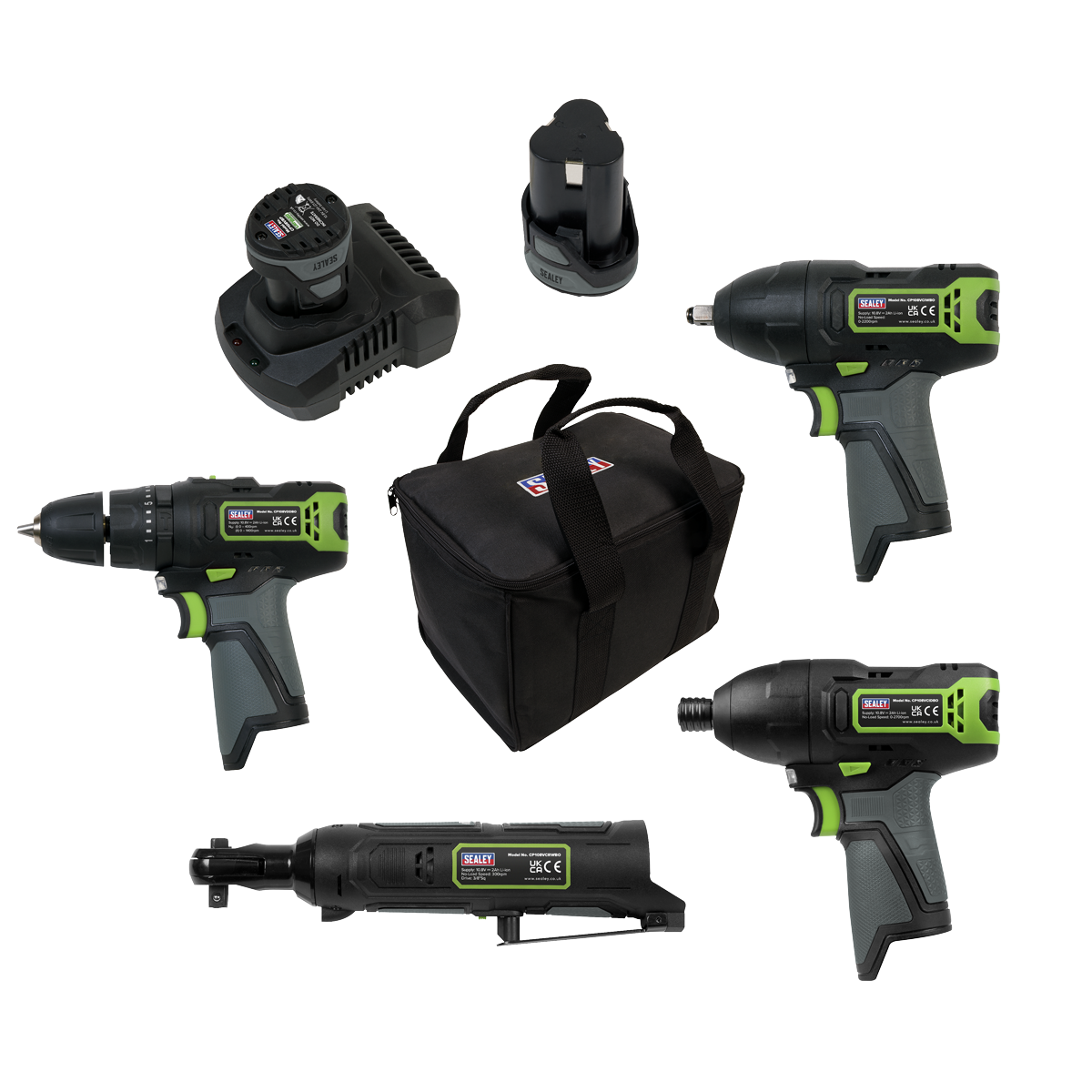 Sealey CP108VCOMBO2 SV108 Series 4 x 10.8V Cordless Combo Kit - 2 Batteries