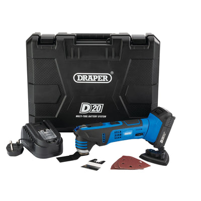 D20 20V Oscillating Multi-Tool, 1 x 2.0Ah Battery, 1 x Charger - DR-00595 - Draper - Trade Counter Direct