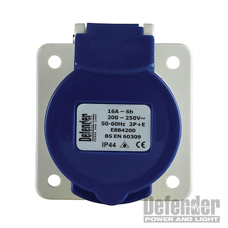 Defender 230V Panel Socket 16A - E884200 - E884200 - Defender - Trade Counter Direct