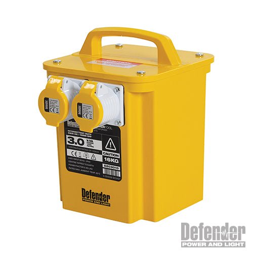 Defender 3kVA Portable Transformer 110V 3000W - E203010 - E203010 - Defender - Trade Counter Direct