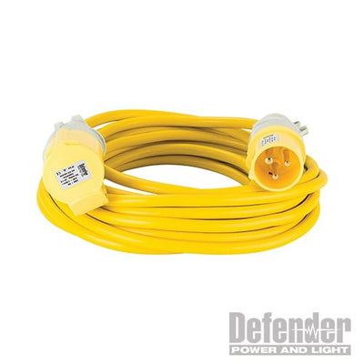 Defender Arctic Extension Lead Yellow 16A 2.5mm2 10m 110V - E85123 - E85123 - Defender - Trade Counter Direct