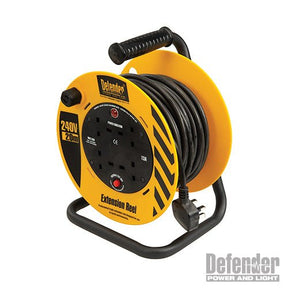 Defender Cable Reel 1.25mm2 4 - Way 13A 20m 230V - E86465 - E86465 - Defender - Trade Counter Direct