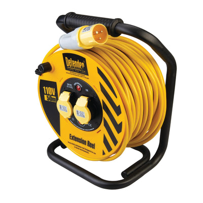 Defender E86510 110V Heavy Duty Industrial Cable Reel, 50m - DR-35117 - Defender - Trade Counter Direct