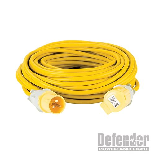 Defender Extension Lead Yellow 2.5mm2 16A 25m 110V - E85233 - E85233 - Defender - Trade Counter Direct
