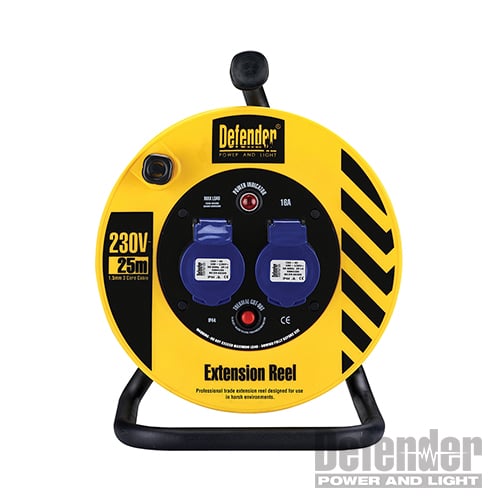 Defender Light Industrial Reel 2 - Way 25m 230V 16A - E86475 - E86475 - Defender - Trade Counter Direct