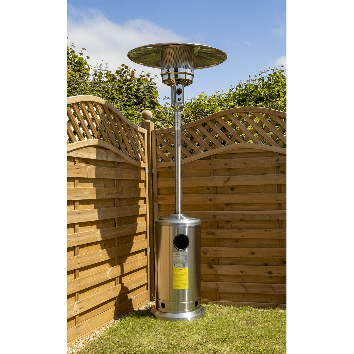 Dellonda 13kW Stainless Steel Commercial Gas Outdoor Garden Patio Heater, Wheels - DG2 - DG2 - Sealey Tools UK - Trade Counter Direct