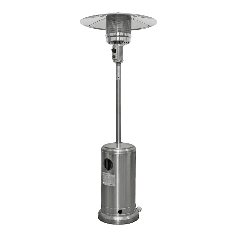 Dellonda 13kW Stainless Steel Commercial Gas Outdoor Garden Patio Heater, Wheels - DG2 - DG2 - Sealey Tools UK - Trade Counter Direct