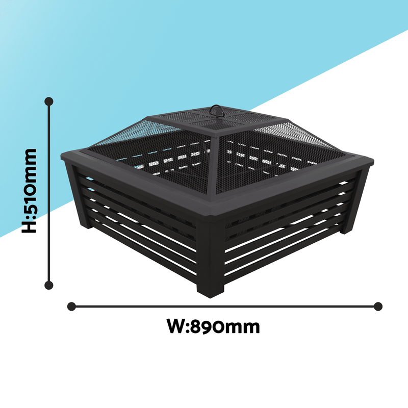 Dellonda 35" Square Outdoor Fire Pit, Black - DG43 - DG43 - Sealey Tools UK - Trade Counter Direct