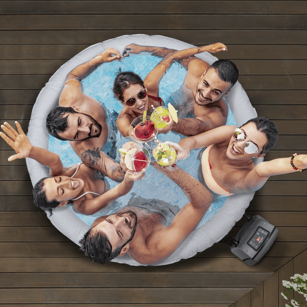 Dellonda 4 - 6 Person Inflatable Hot Tub Spa with Smart Pump - Rattan Effect - DL91 - DL91 - Sealey Tools UK - Trade Counter Direct