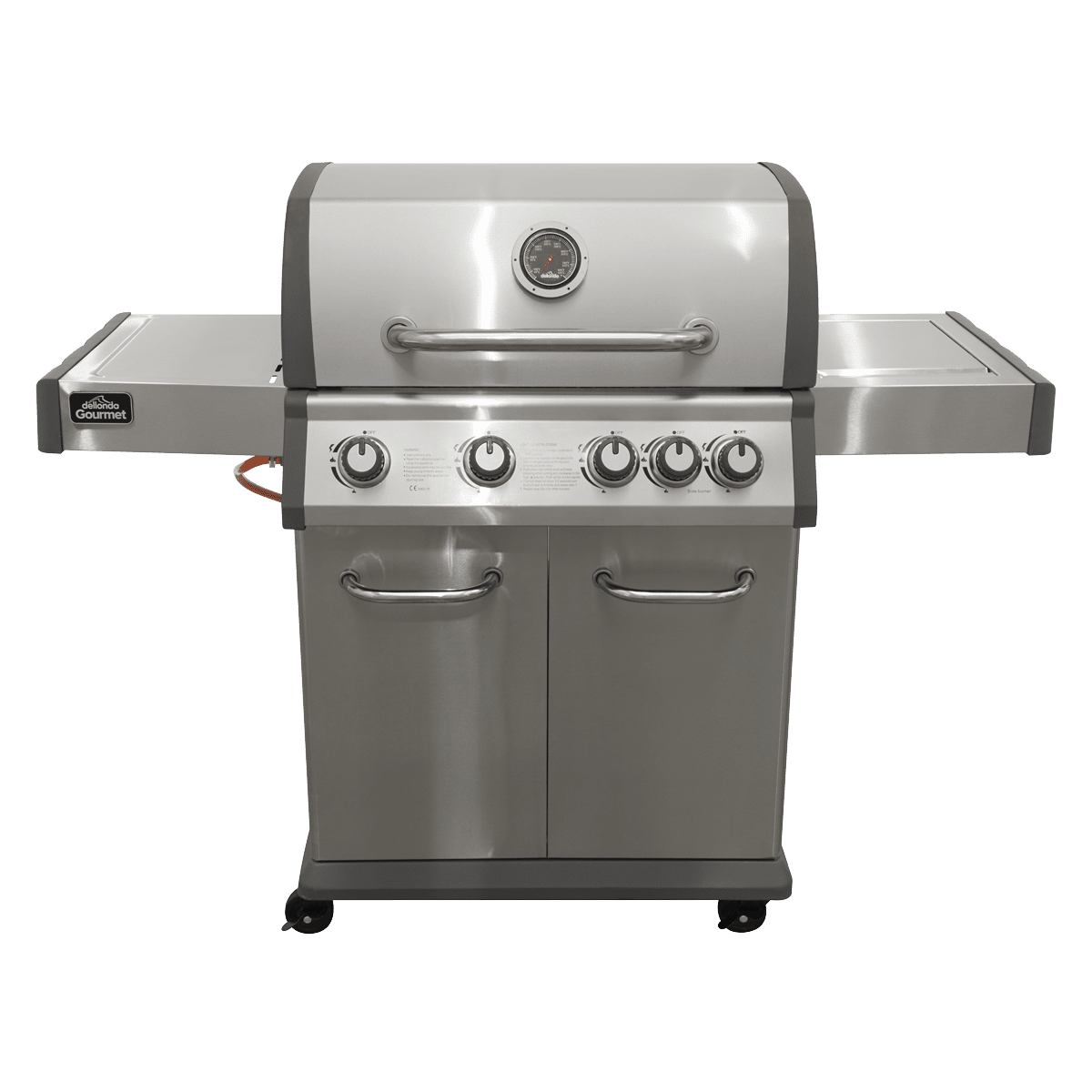 Dellonda 4+1 Burner Deluxe Gas BBQ Grill, Stainless Steel, Side Burner, Ignition - DG17 - DG17 - Sealey Tools UK - Trade Counter Direct