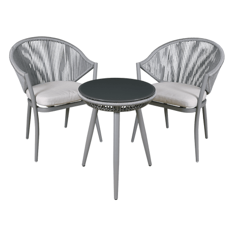 Dellonda Echo 3 Piece Aluminium Balcony Set with Tempered Glass Top - DG58 - DG58 - DG58 - Sealey Tools UK - Trade Counter Direct