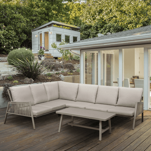 Dellonda Fusion 4 Piece Outdoor Garden Corner Sofa & Coffee Table Set, Aluminium - DG57 - DG57 - Sealey Tools UK - Trade Counter Direct