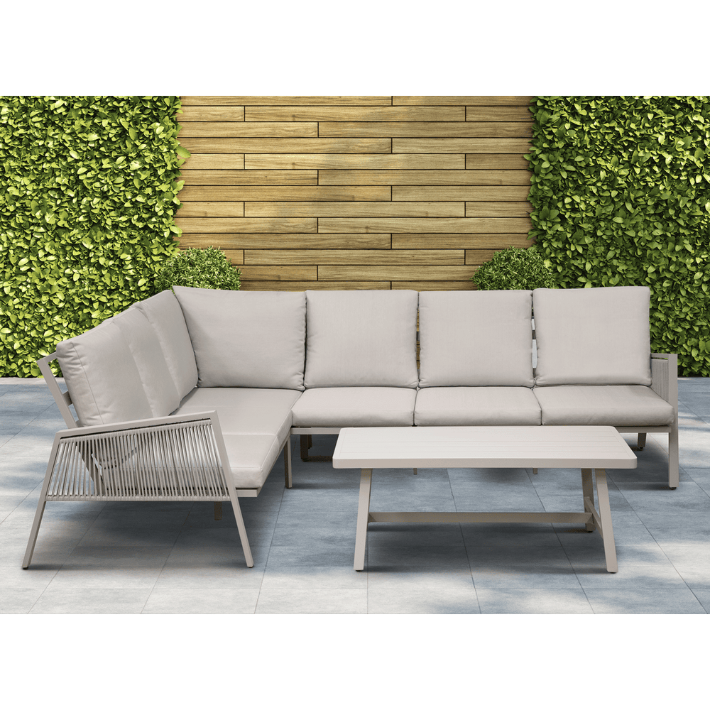 Dellonda Fusion 4 Piece Outdoor Garden Corner Sofa & Coffee Table Set, Aluminium - DG57 - DG57 - Sealey Tools UK - Trade Counter Direct