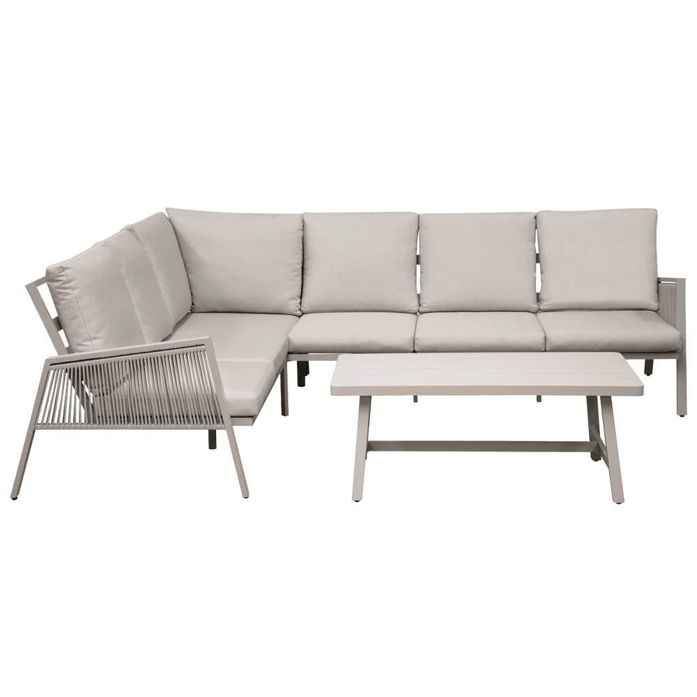 Dellonda Fusion 4 Piece Outdoor Garden Corner Sofa & Coffee Table Set, Aluminium - DG57 - DG57 - Sealey Tools UK - Trade Counter Direct