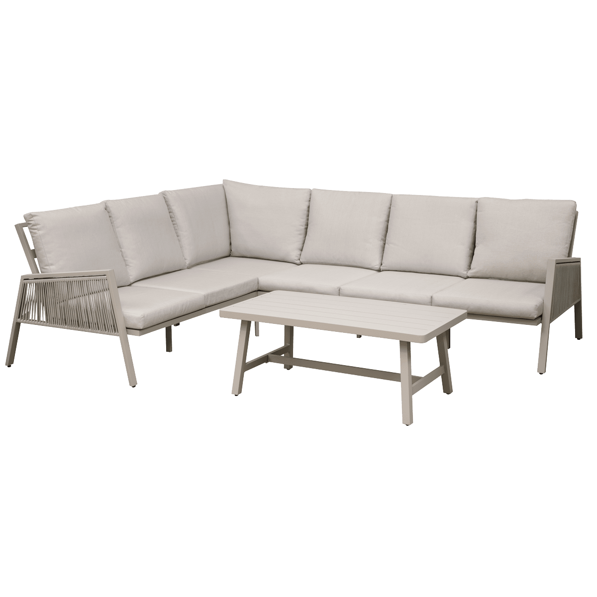 Dellonda Fusion 4 Piece Outdoor Garden Corner Sofa & Coffee Table Set, Aluminium - DG57 - DG57 - Sealey Tools UK - Trade Counter Direct